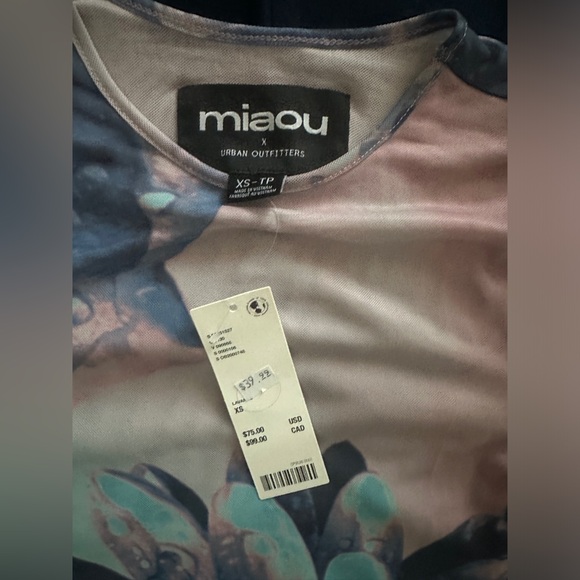 Miaou UO Exclusive Purple Floral Billie Mini Dress Size XS Mesh Semi-Sheer NWT - Picture 7 of 10